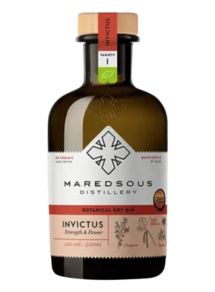Maredsous Invictus Organic Gin bottle – Distillerie‑Herboristerie de l’Abbaye de Maredsous