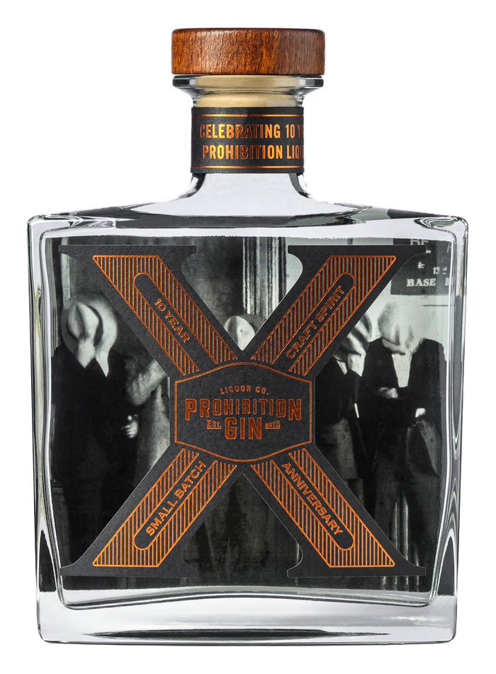 Prohibition 10 Year Anniversary Gin bottle – Prohibition Liquor Co.