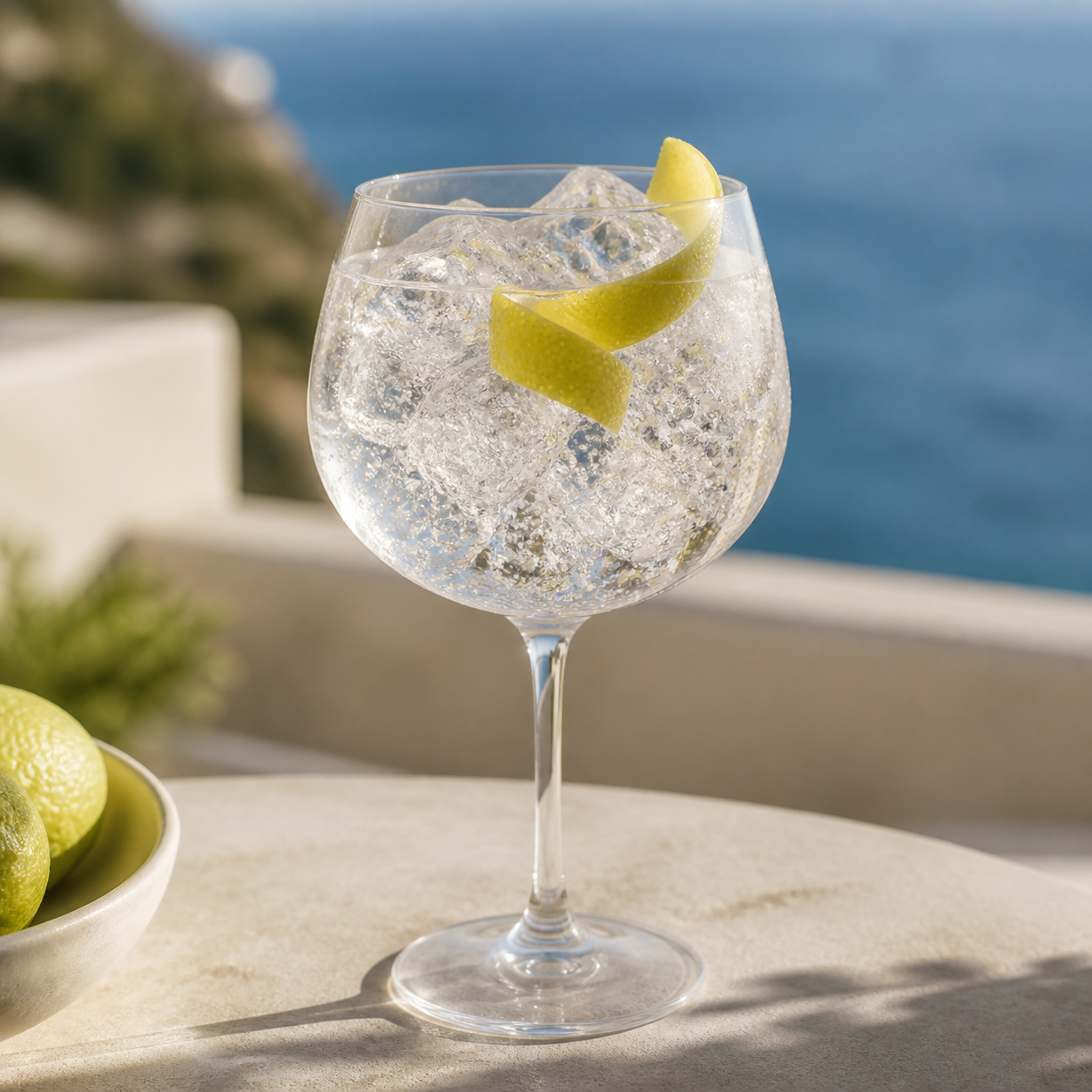Gin Eva La Bergamota served with Fever-Tree Indian Tonic Water, garnished with Bergamot peel twist