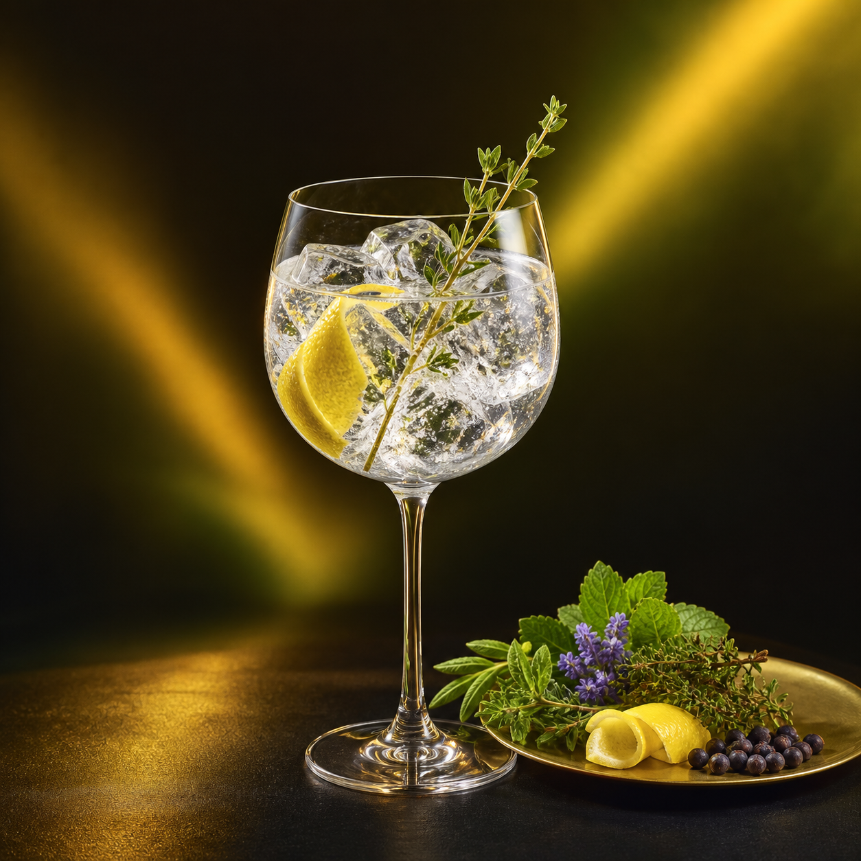 Spring-Summer 2024 Vintage Gin served with Fever-Tree Naturally Light Tonic Water, garnished with Lemon verbena or orange thyme