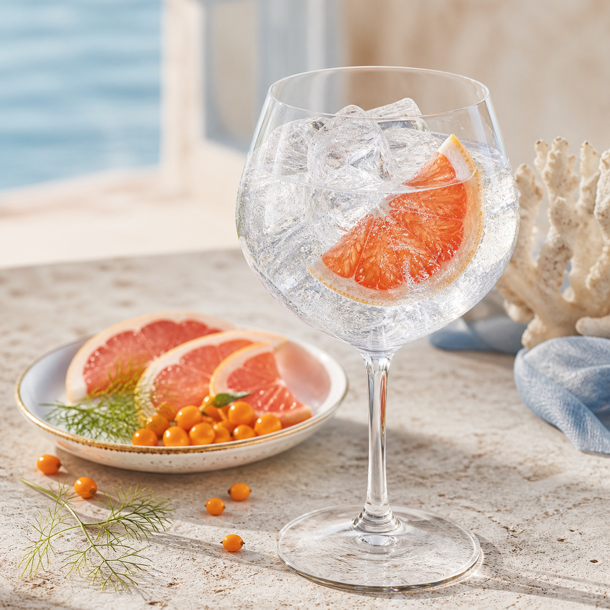 Eden Mill Original Gin served with Fever-Tree Indian Tonic Water, garnished with Pink grapefruit slice