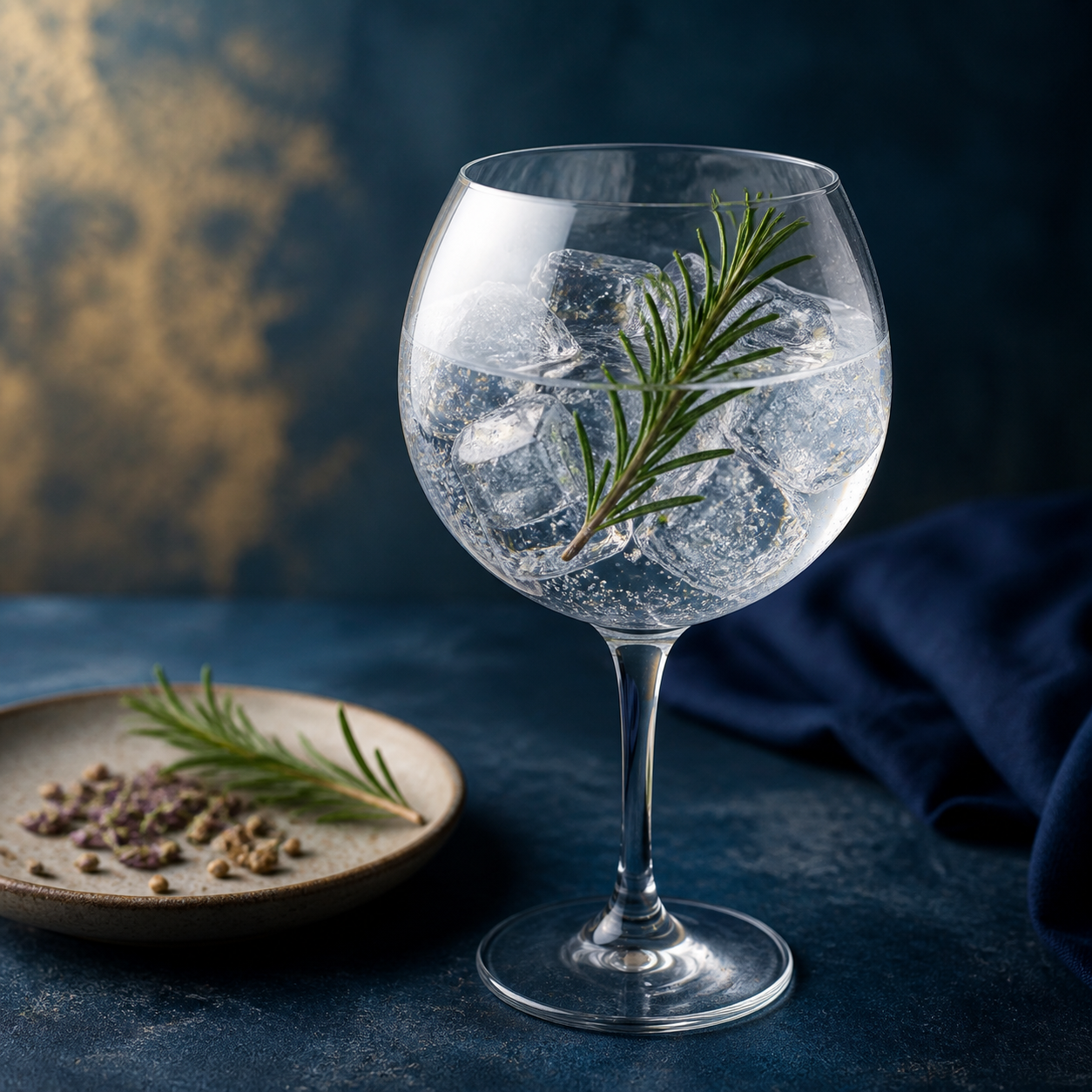 30 Knots Spirits Sea Spray Gin servi avec Capi Tonic Water, agrémenté de Rosemary sprig