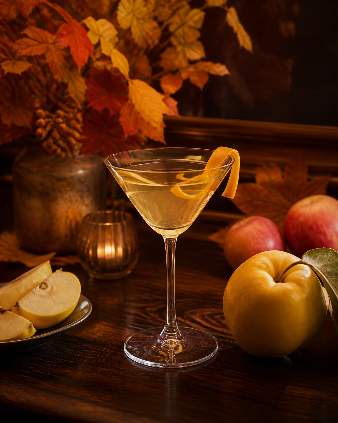 Great Bustard Gin Autumnal Edition servi, agrémenté de Orange peel
