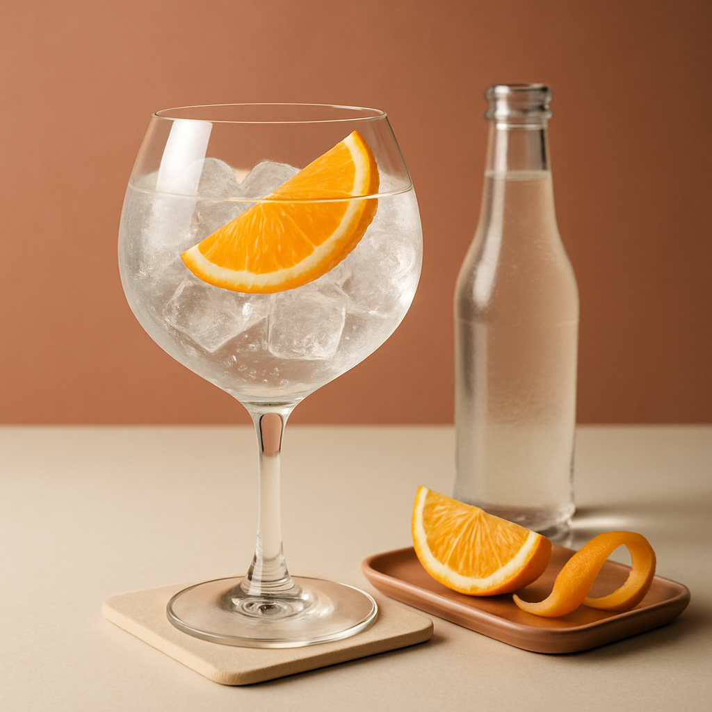 Tanqueray Flor de Sevilla servi avec Schweppes Premium Tonic Water, agrémenté de Orange Wedge