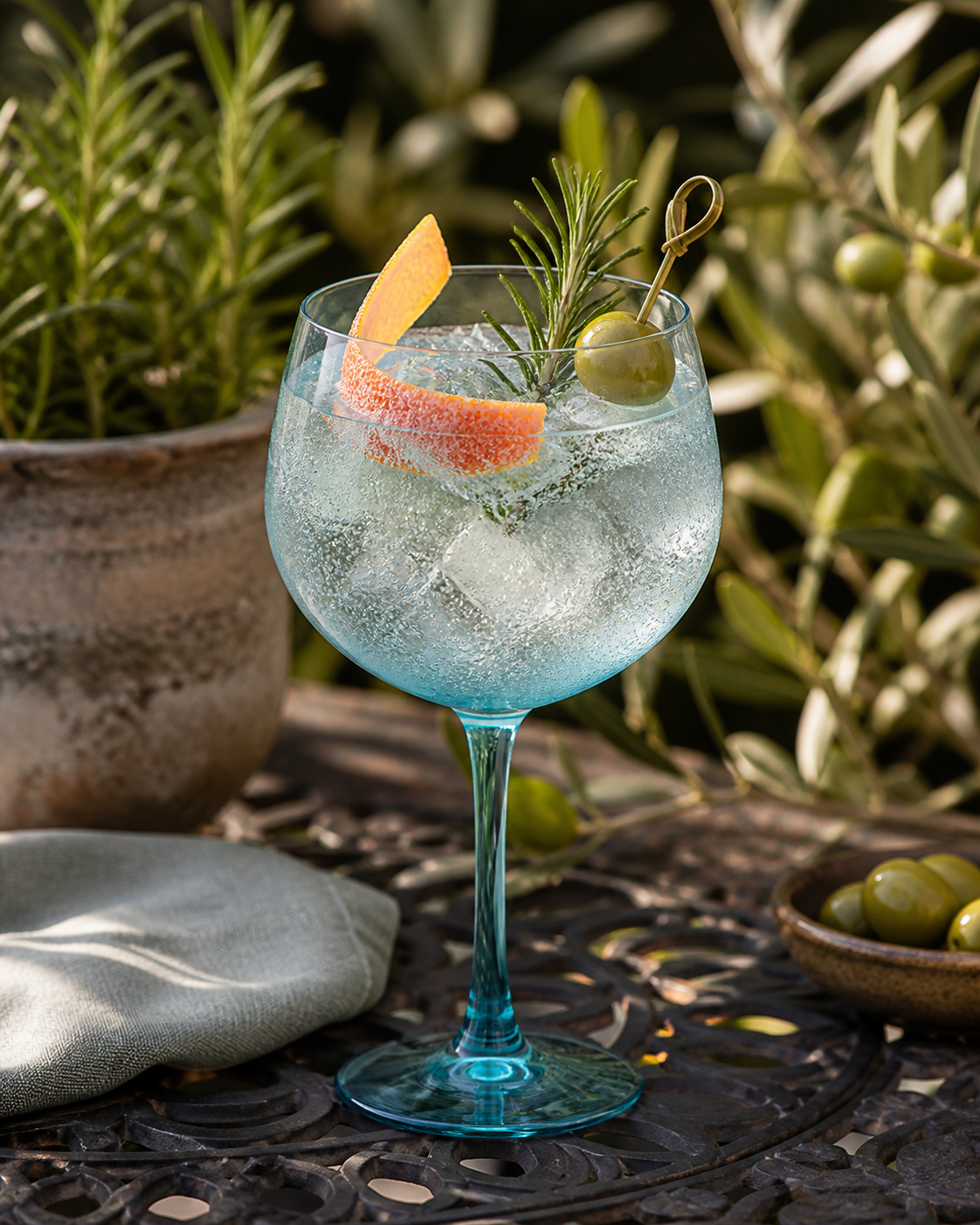Cuckoo Solace Gin served with Fever-Tree Indian Tonic Water, garnished with Grapefruit peel and Rosemary sprig