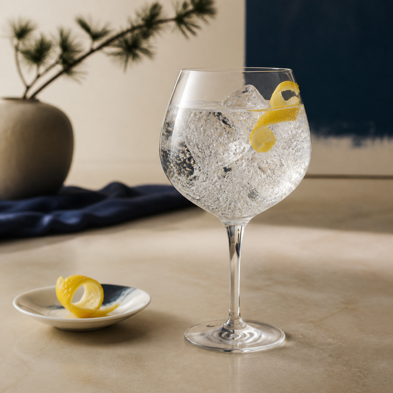 Etsu The Original servi avec Fever-Tree Indian Tonic Water, agrémenté de a lemon twist