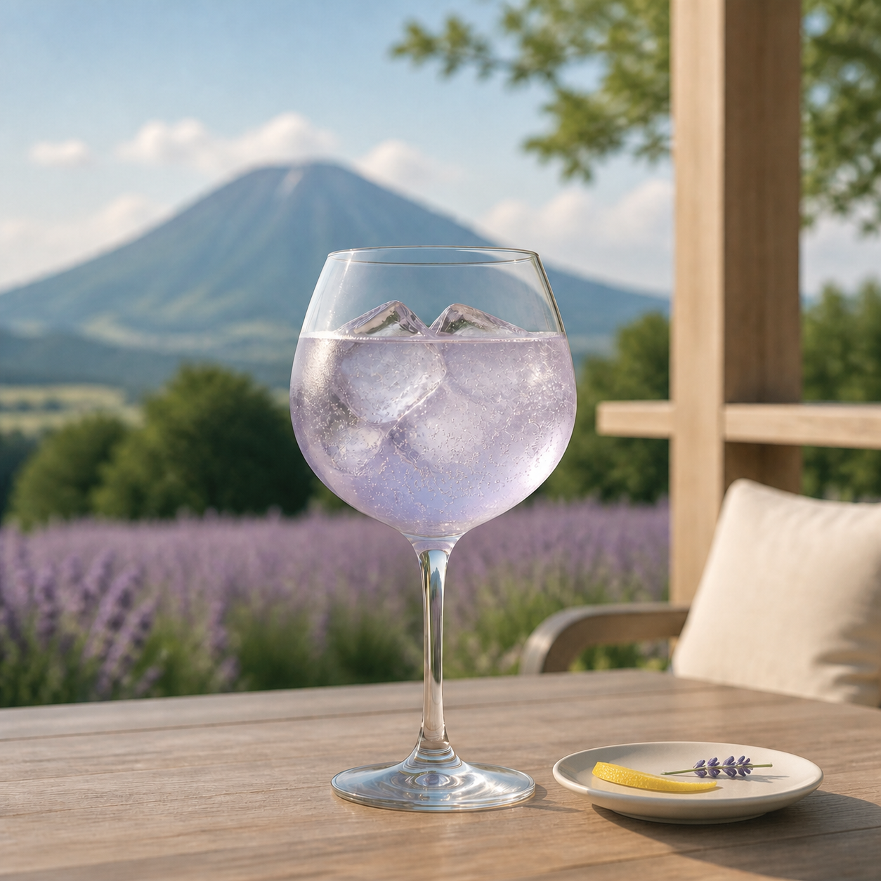 ohoro GIN Limited Edition LAVENDER served with Fever-Tree Mediterranean Tonic Water, garnished with Lemon peel and Lavender sprig
