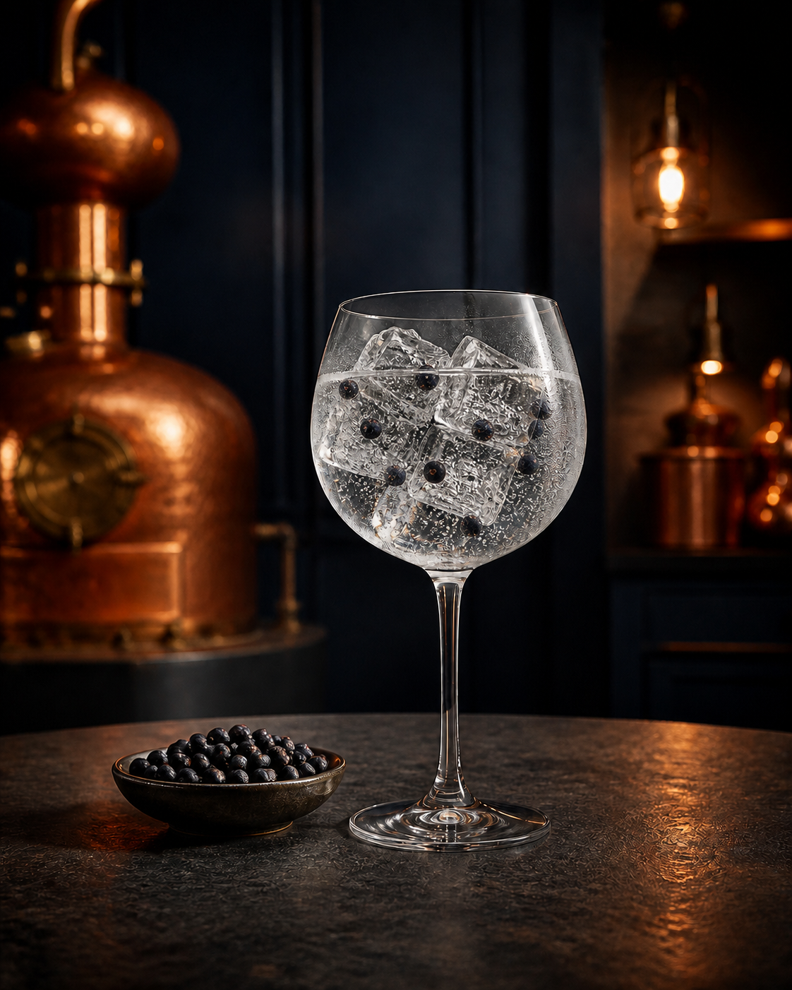Heart of Flemish Gin 23 served with Fever-Tree Indian Tonic Water, garnished with Juniper berries