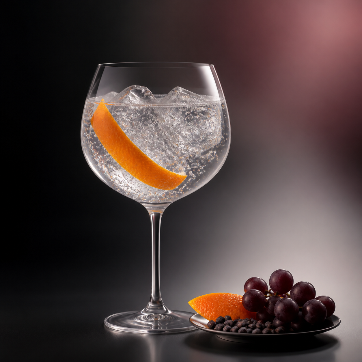 Avem Corvus served with Fever-Tree Indian Tonic Water, garnished with bitter orange peel