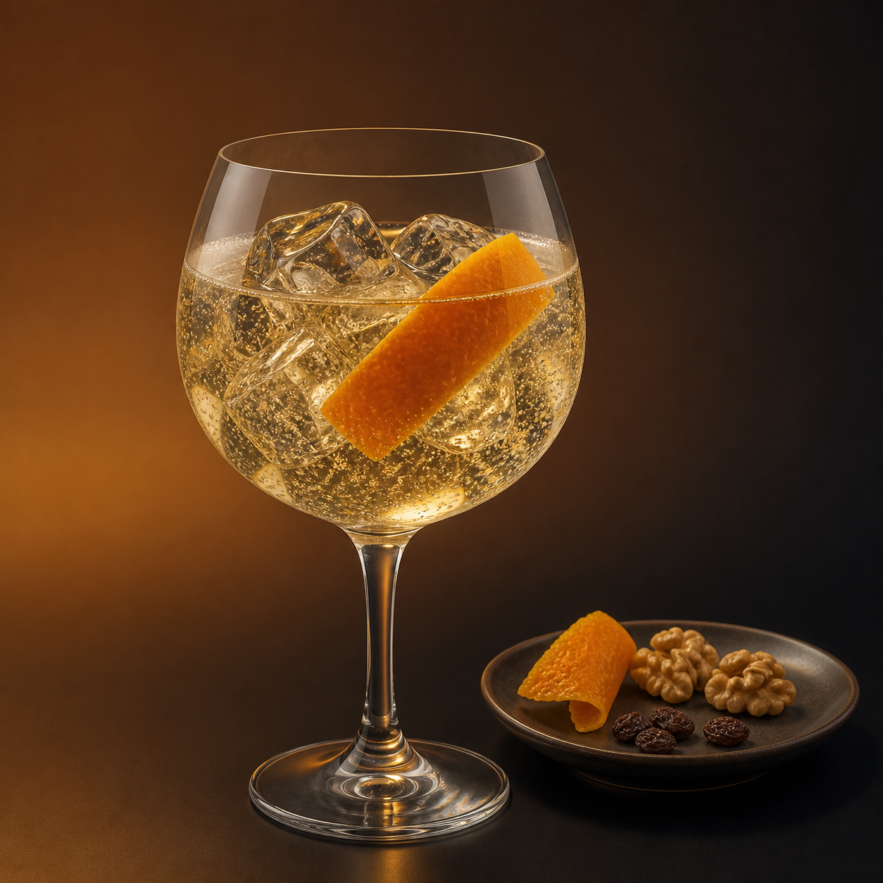 Fifty Pounds Gin Cask at the Back Special Edition served with Fever-Tree Ginger Ale, garnished with broad orange peel
