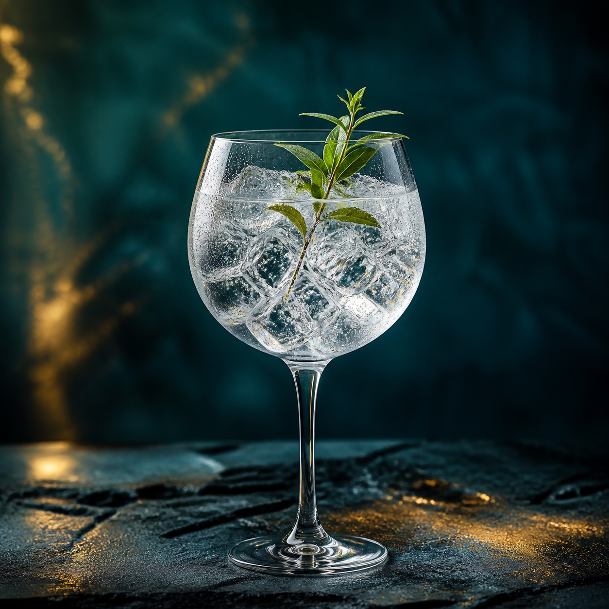 Caldeira Gin Bio served with Fever-Tree Indian Tonic Water, garnished with lemon verbena sprig