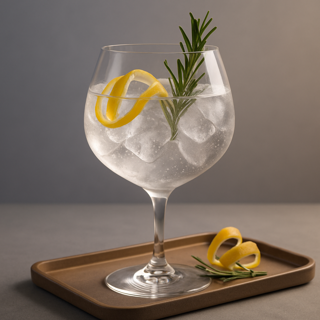 Maral Sloe Gin servi avec Thomas Henry Tonic Water, agrémenté de Rosemary sprig et Lemon twist