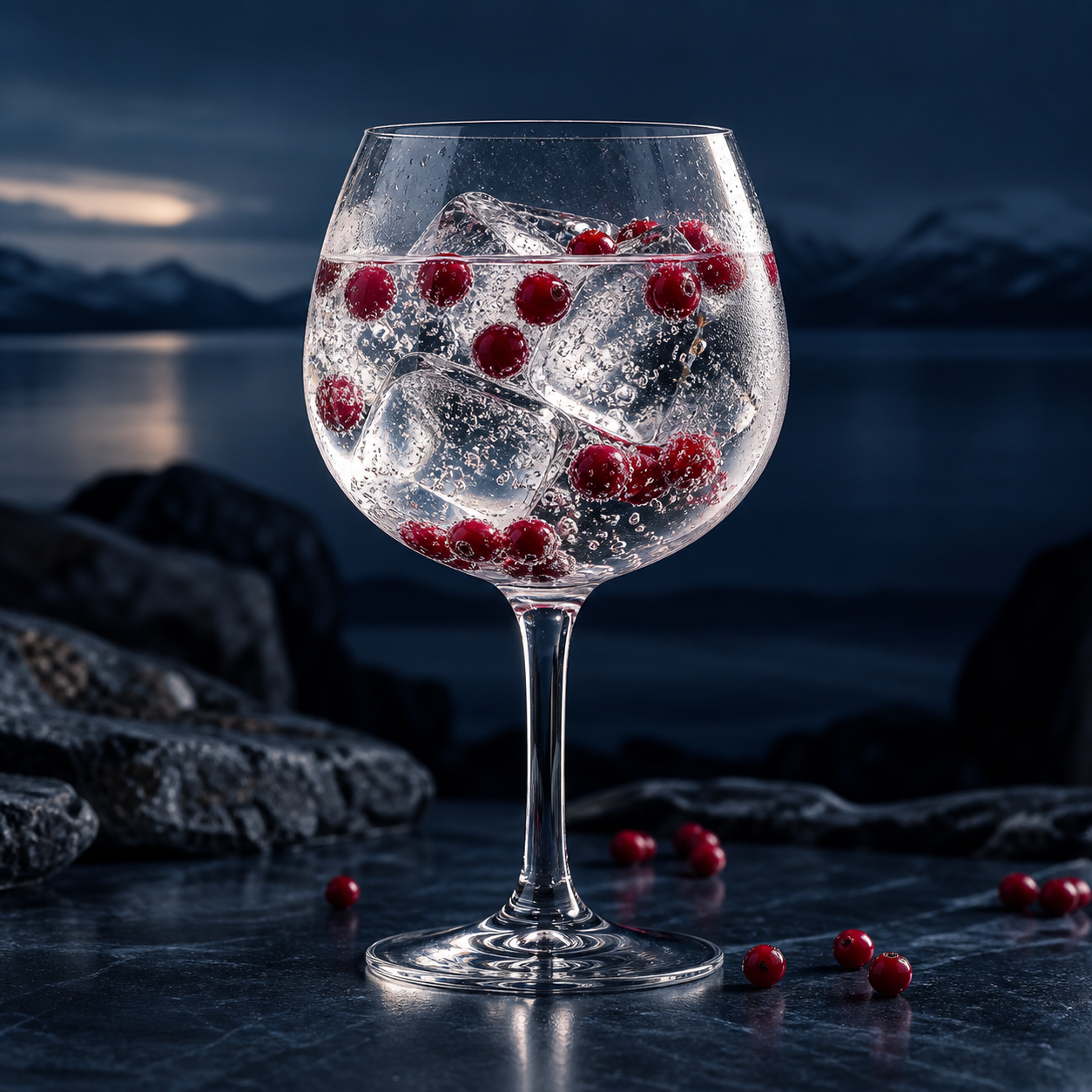 Anonia Gin - Rovaniemi served with Fever-Tree Indian Tonic Water, garnished with Airelles