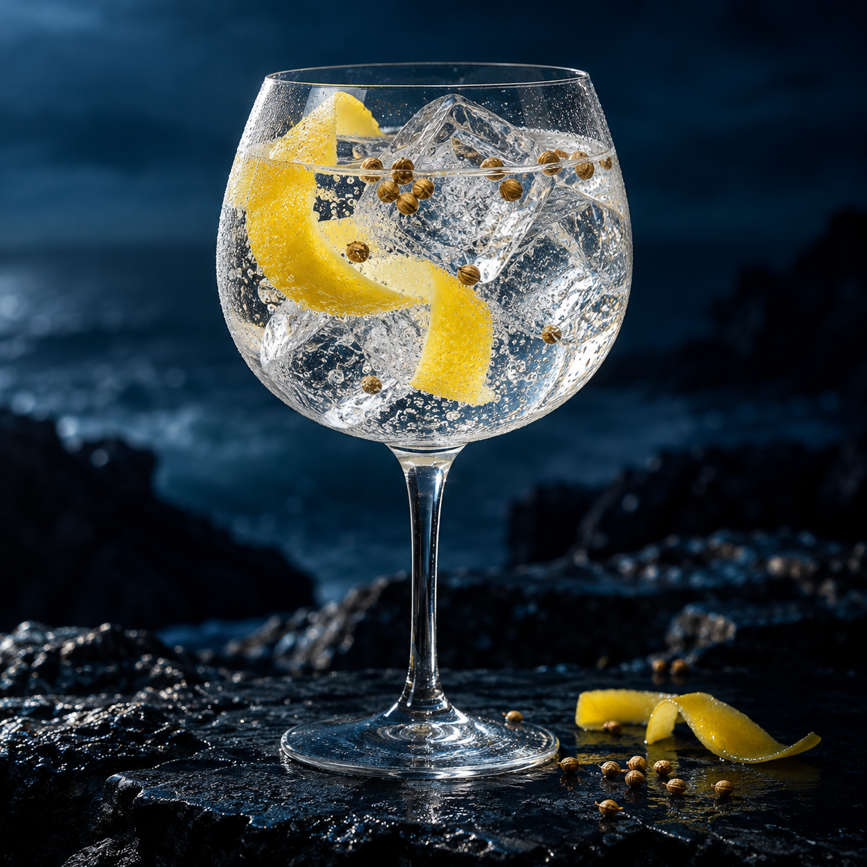 74 Islands Botanical Gin served with Fever-Tree Indian Tonic Water, garnished with Lemon peel