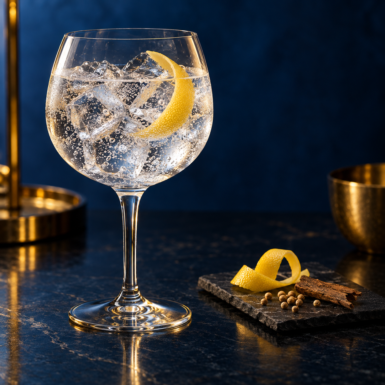74 Islands London Dry Gin served with Fever-Tree Indian Tonic Water, garnished with Lemon peel