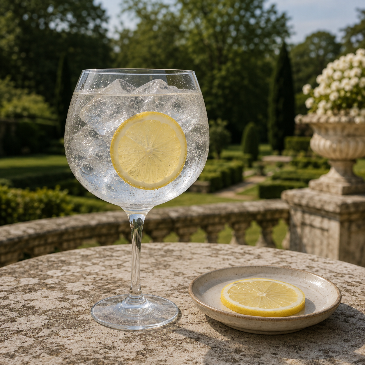 Ramsbury Lemon Balm Gin served with Fever-Tree Indian Tonic Water, garnished with Lemon slice