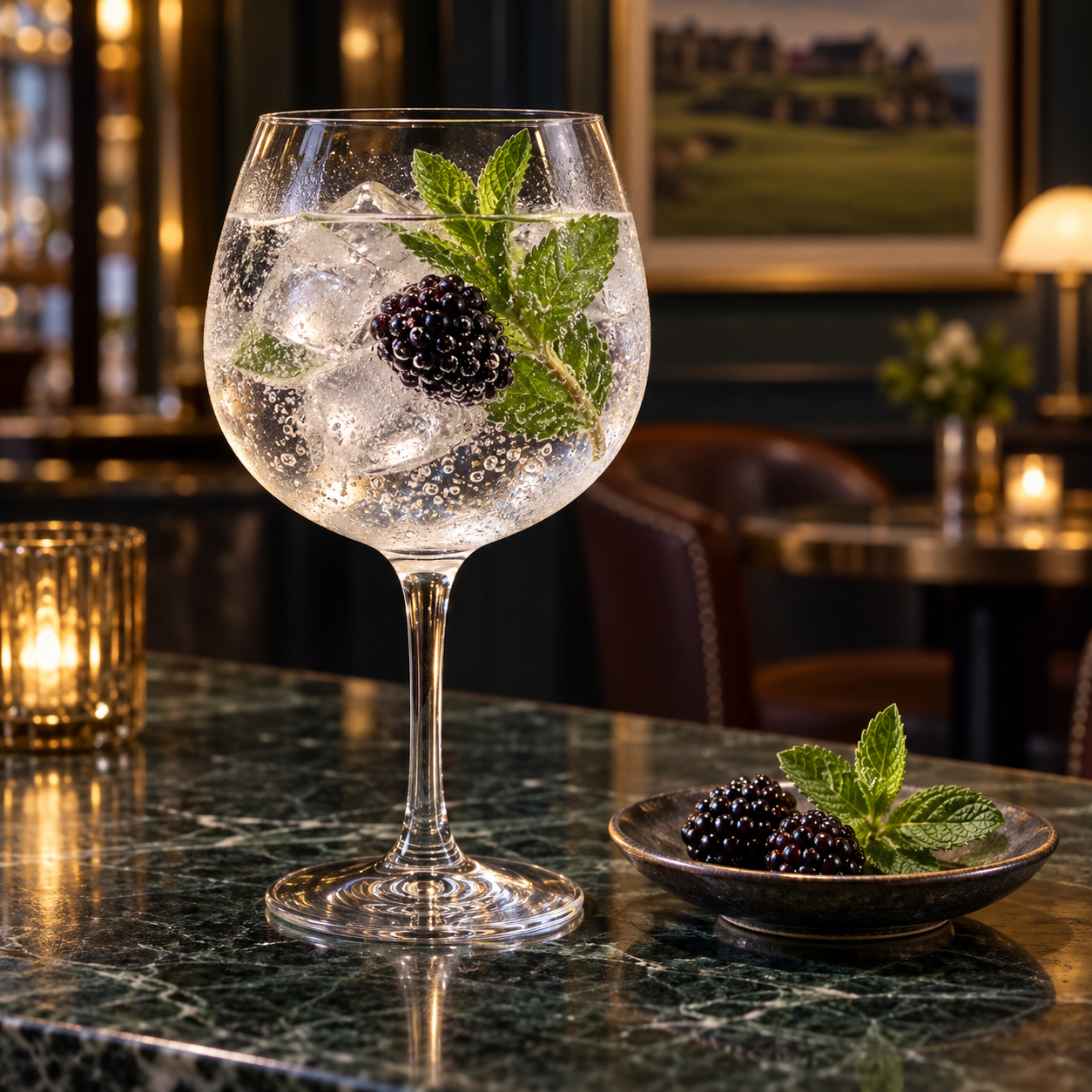 Eden Mill St Andrews Golf Gin - The New 2026 Edition served with Premium tonic water, garnished with Blackberry and Mint sprig