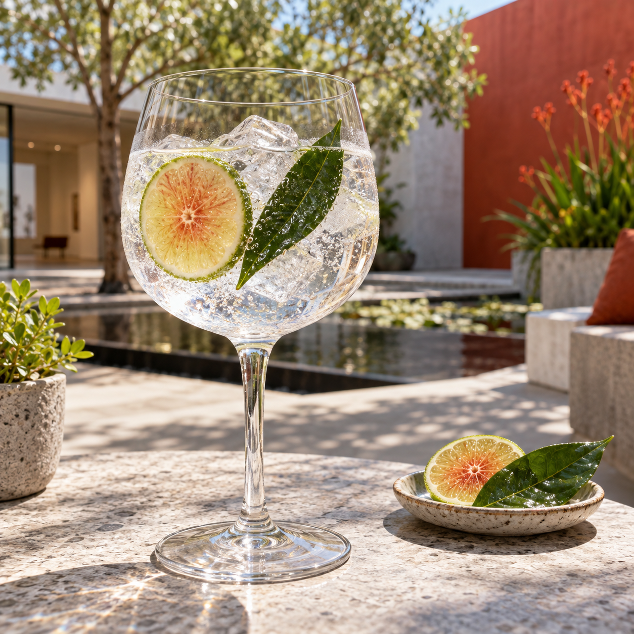Archie Rose Australian Opal Gin served with Fever-Tree Naturally Light Tonic Water, garnished with Lime wheel