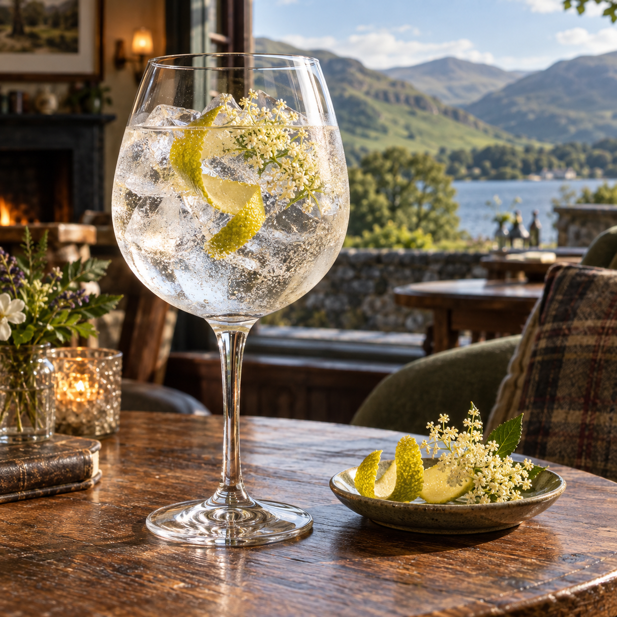 Pennington's Lakeland Moon Ramblers Gin servi avec Fever-Tree Naturally Light Tonic Water, agrémenté de Mandarin peel