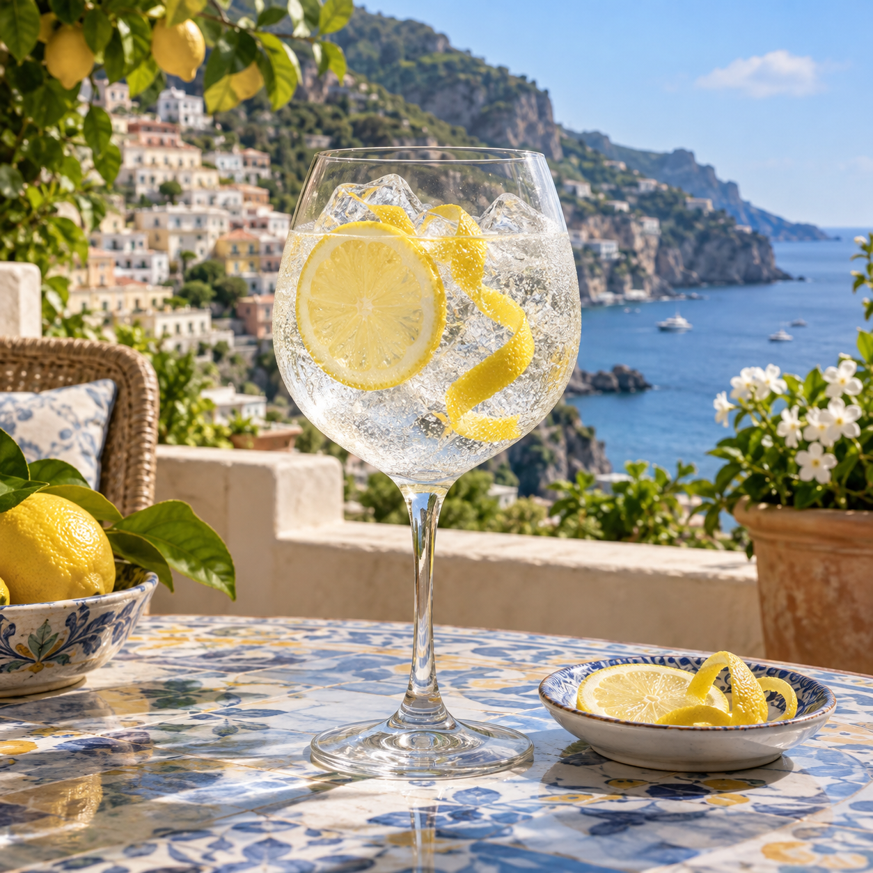 The Citrologist Amalfi Lemon Special Edition Gin served with Fever-Tree Naturally Light Tonic Water, garnished with Lemon wheel