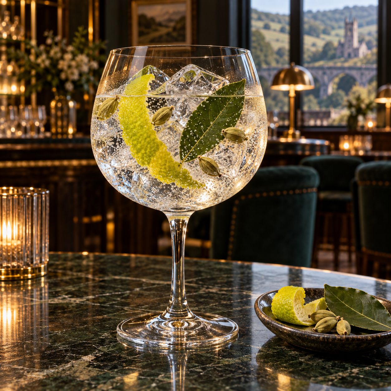 London Mate Dry served with Fever-Tree Naturally Light Tonic Water, garnished with Lemon peel