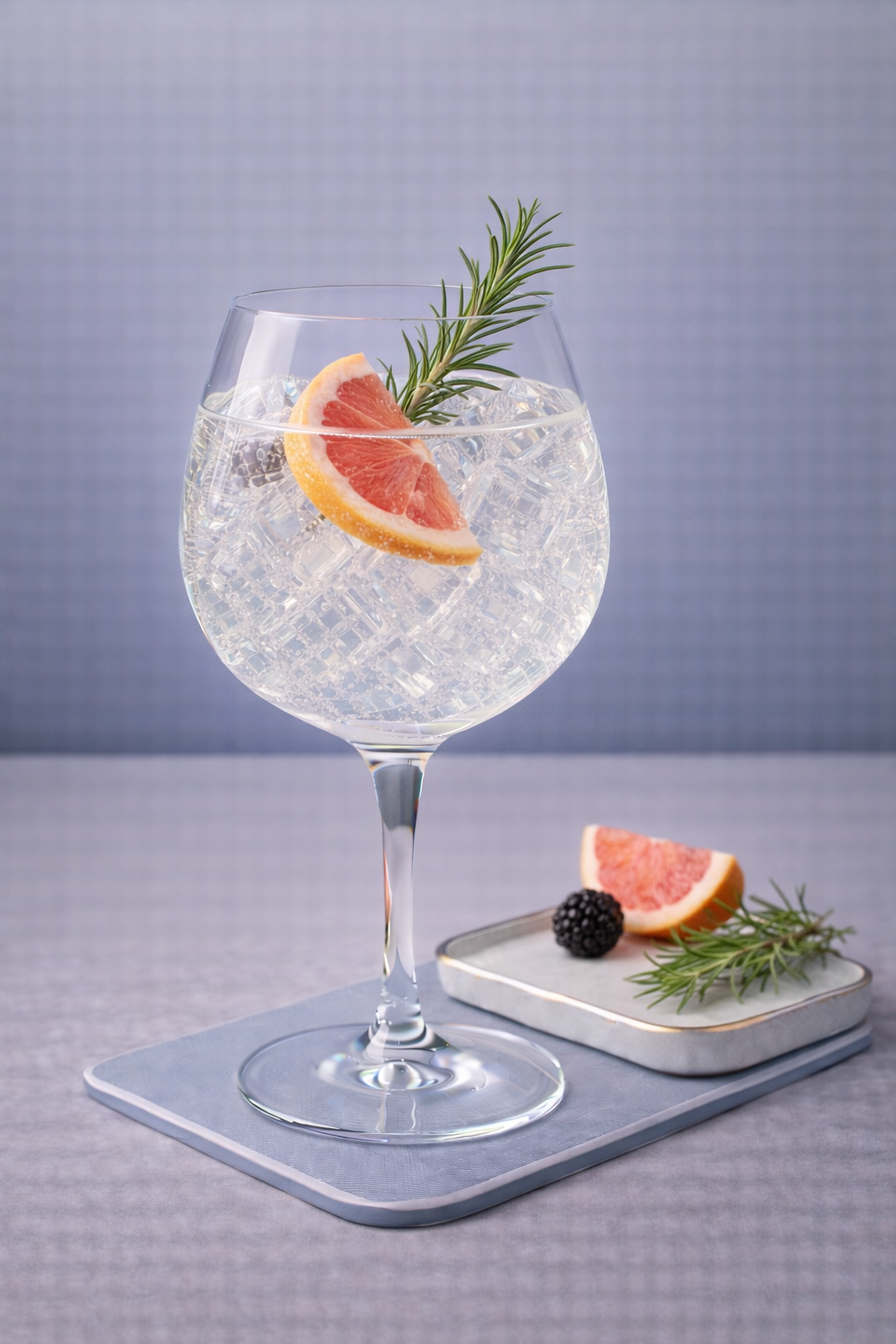 Wa Gin served with Thomas Henry Tonic Water, garnished with Grapefruit wedge and Rosemary sprig