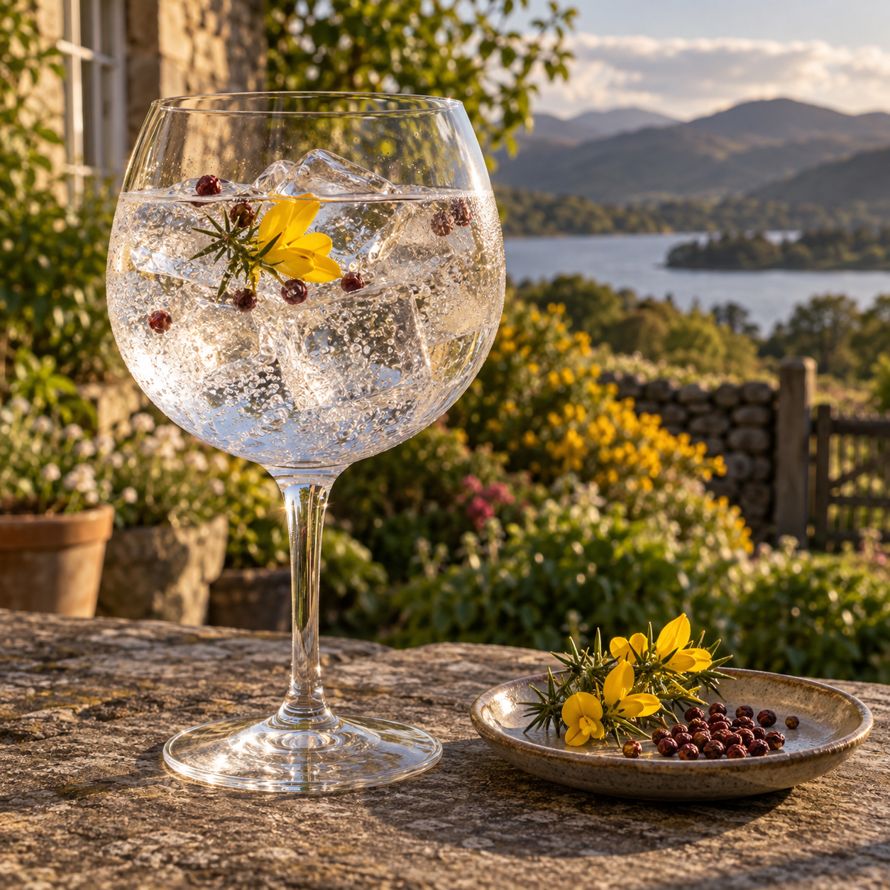 Shed One Springwaite Gin served with Fever-Tree Naturally Light Tonic Water, garnished with Lemon peel