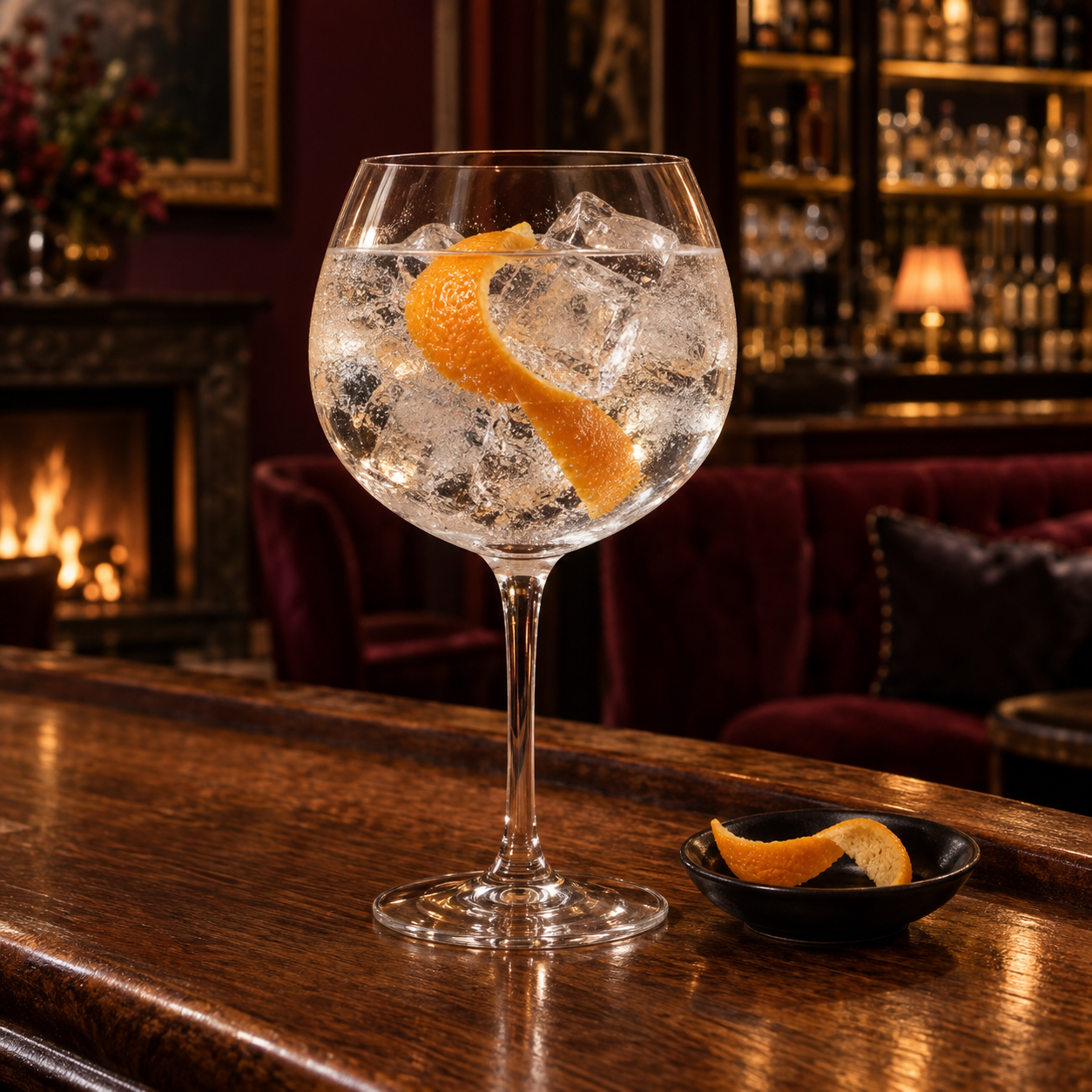 Gin In A Tin No 3 Black Pepper Cassia Bark & Cloves servi avec Fever-Tree Indian Tonic Water, agrémenté de Orange peel