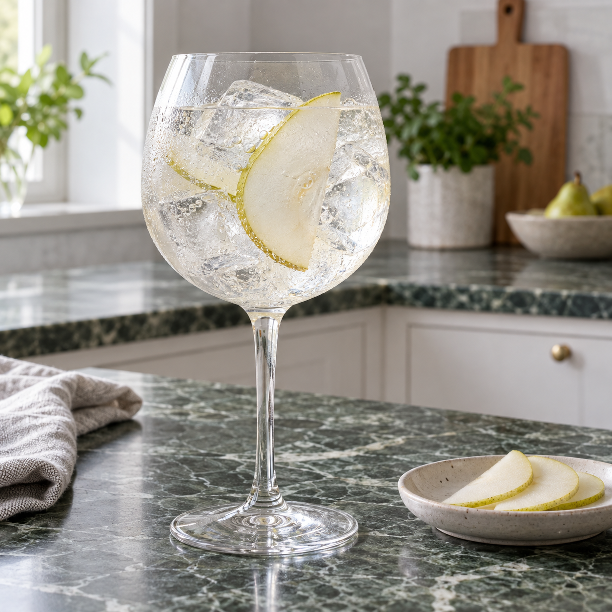 Branderiet London Dry Gin served with Fever-Tree Indian Tonic Water, garnished with Lemon wheel