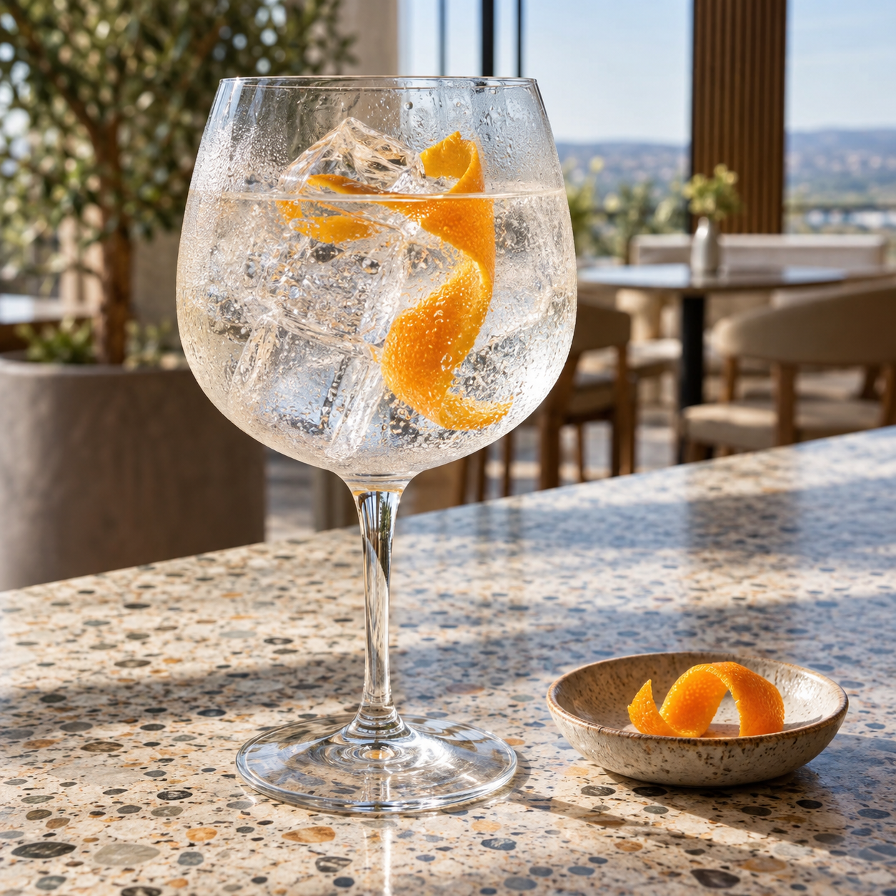 Uncommon Distillery Signature Gin served with Fever-Tree Indian Tonic Water, garnished with Orange peel