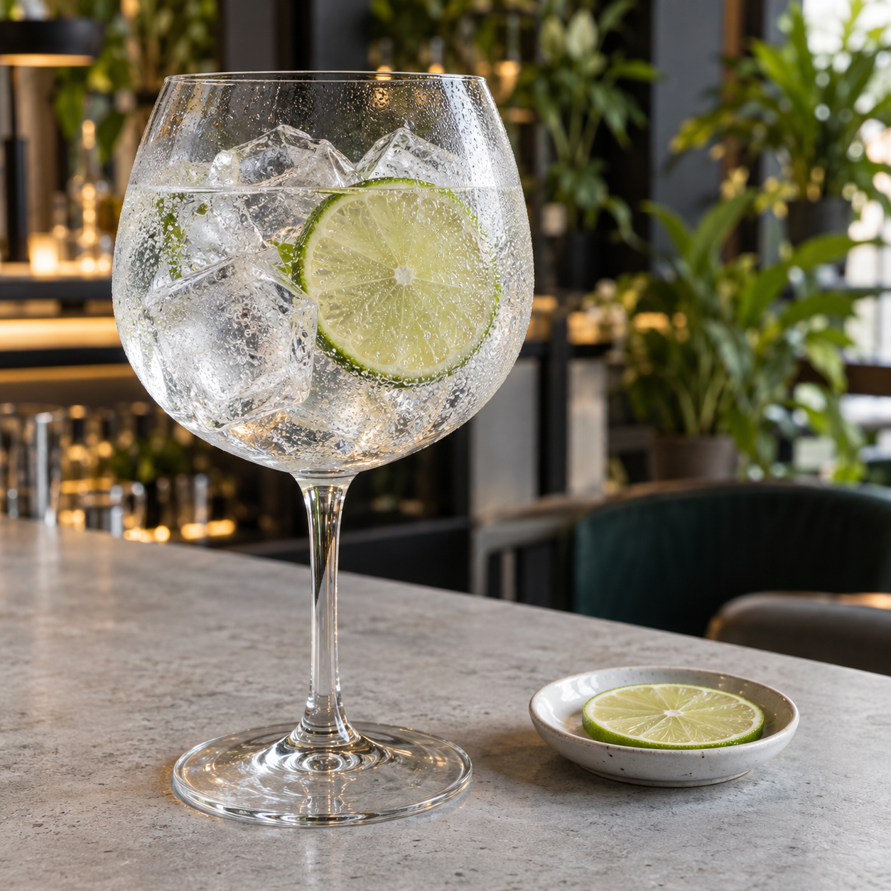 The Citrologist Sudachi Special Edition Gin served with Fever-Tree Indian Tonic Water, garnished with Lime wheel