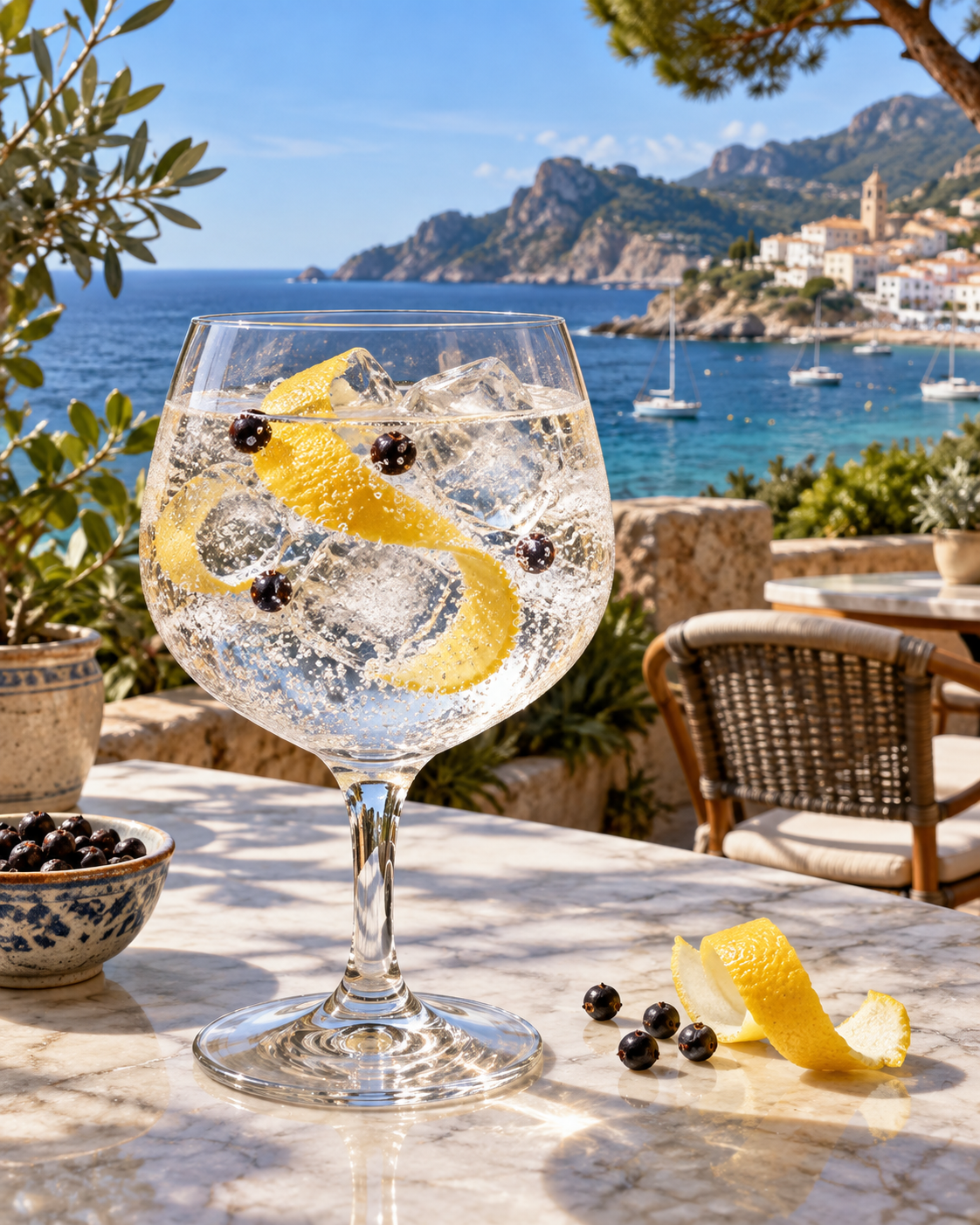 Outer Gin served with Fever-Tree Indian Tonic Water, garnished with Lemon peel