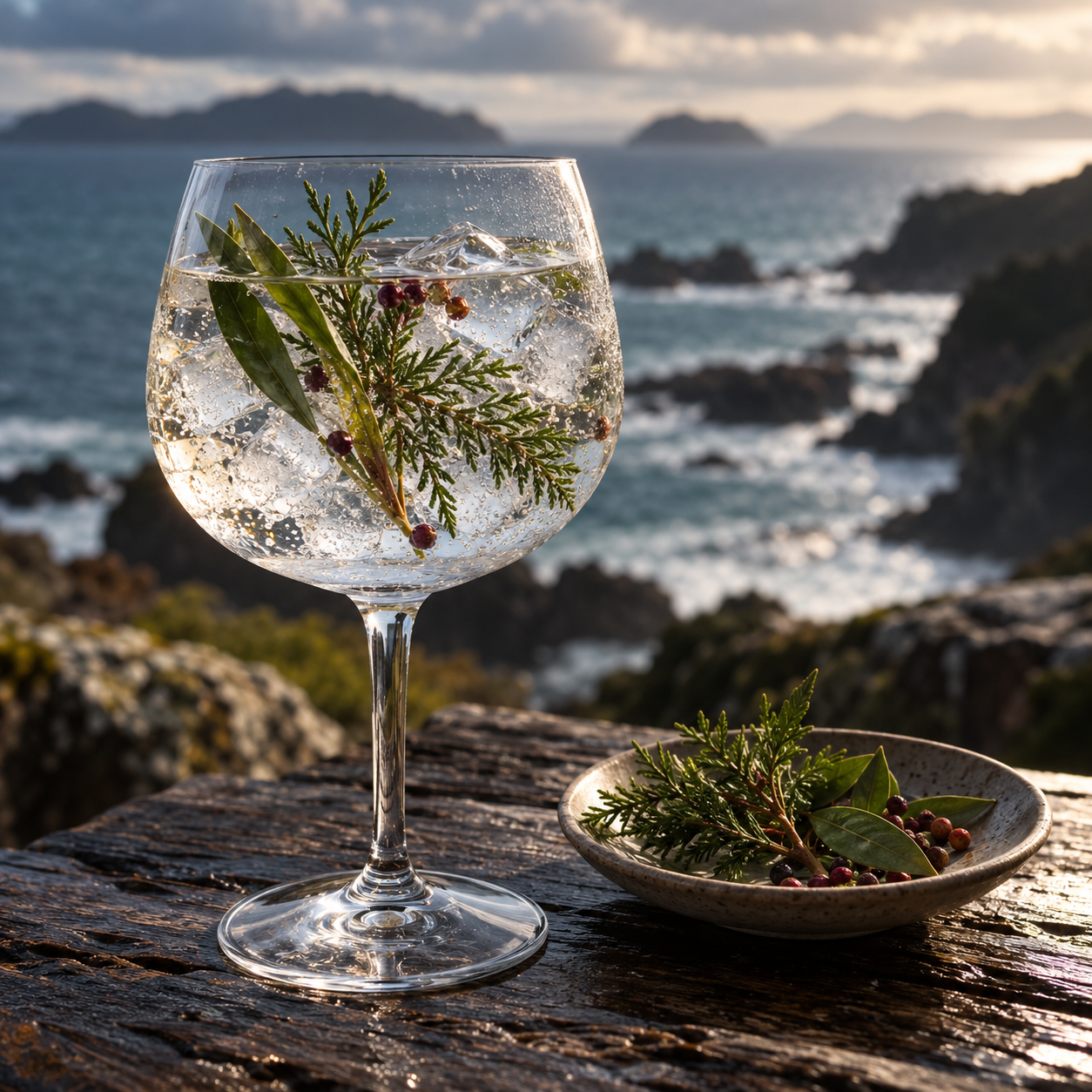 Third Island Gin served with Fever-Tree Naturally Light Tonic Water, garnished with Lemon peel