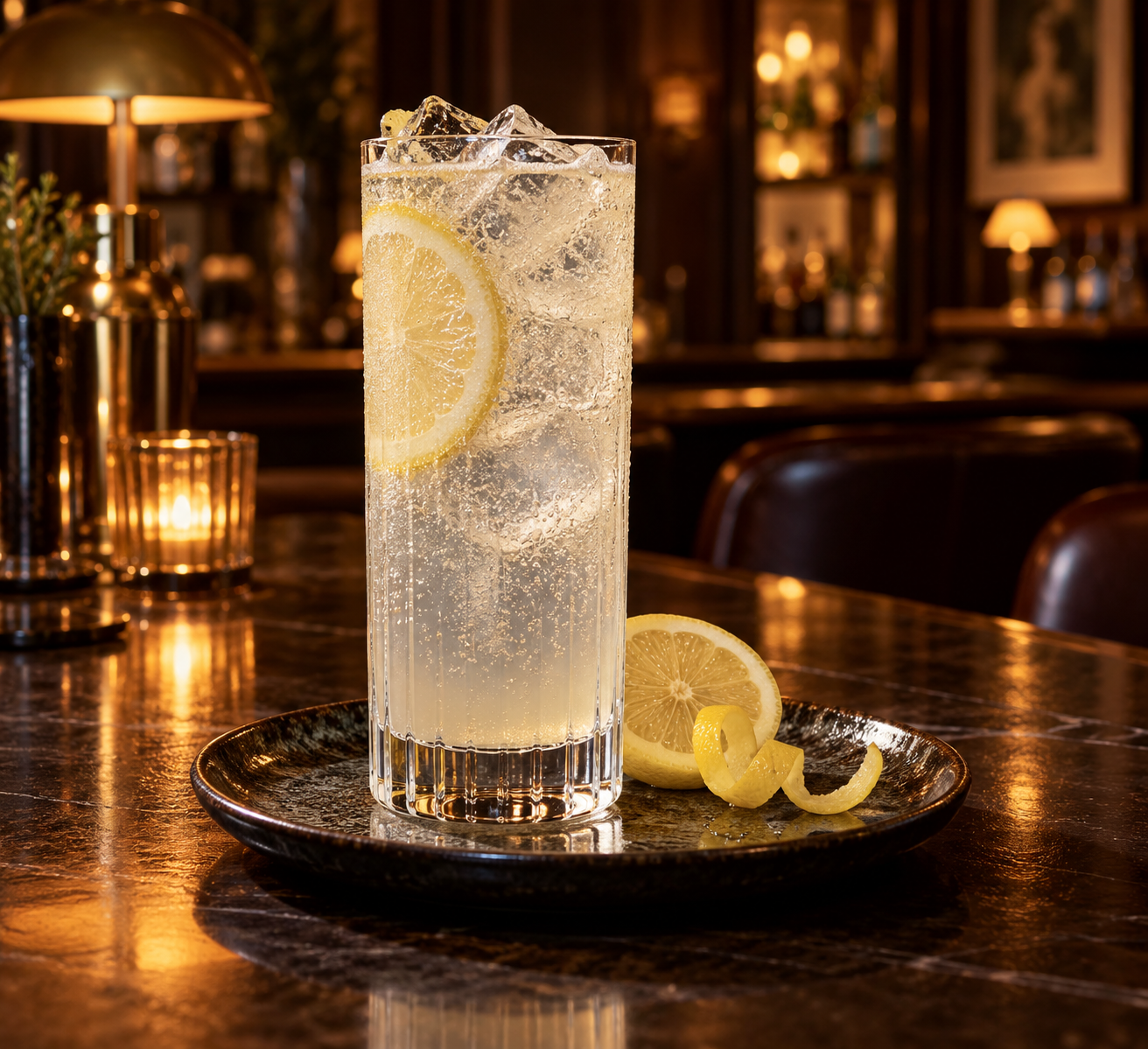 Lighthouse Hawthorn Edition served, garnished with Lemon wheel