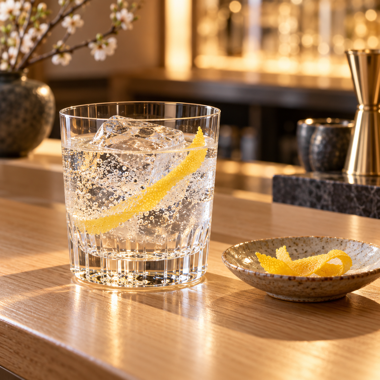 KI NO BI Edition G served, garnished with Yuzu peel