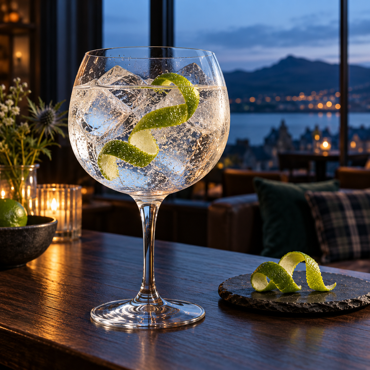 Hrafn Valkyrie Gin served with Fever-Tree Refreshingly Light Indian Tonic Water, garnished with Lime twist