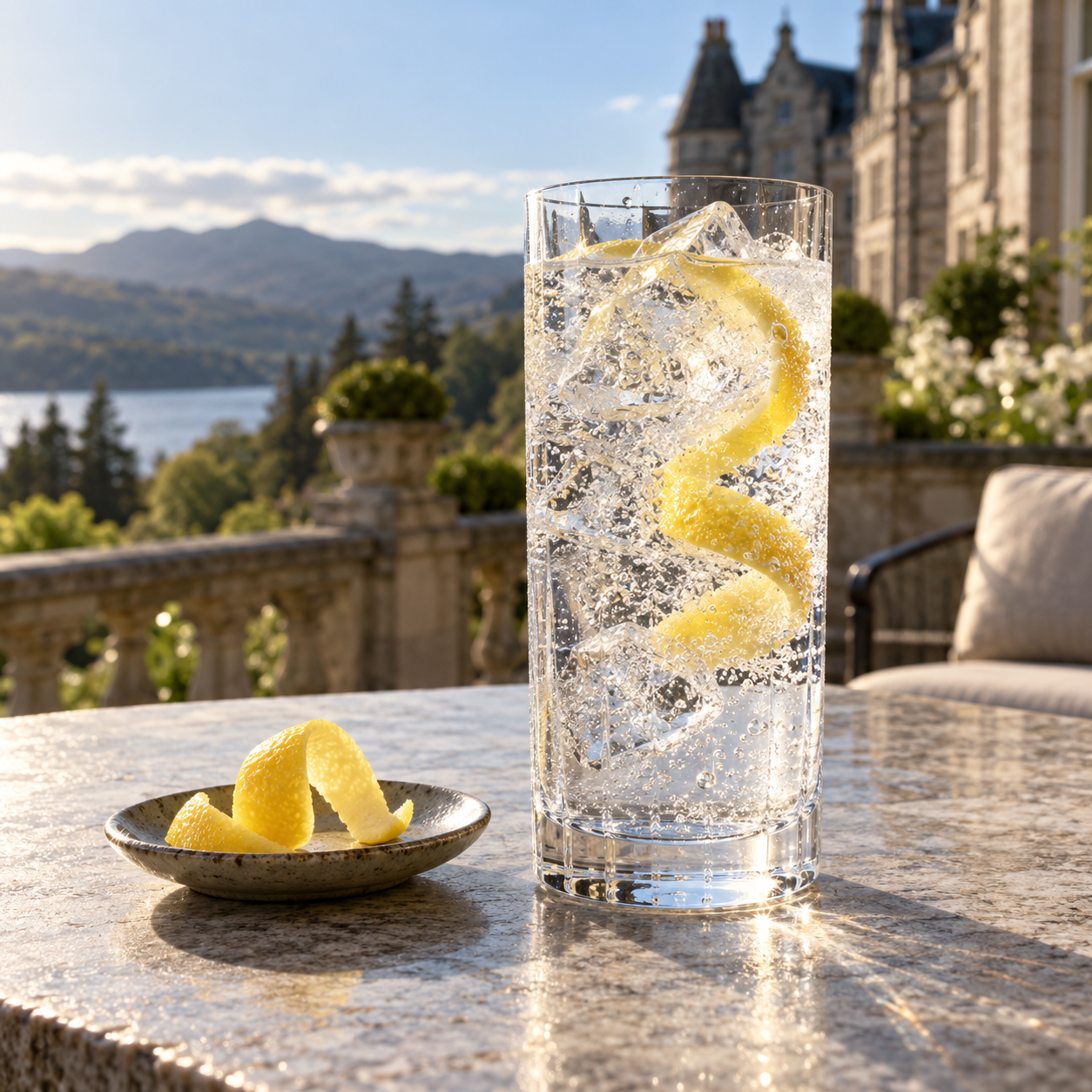 Hrafn Valhalla Gin served with Fever-Tree Refreshingly Light Indian Tonic Water, garnished with Lemon twist