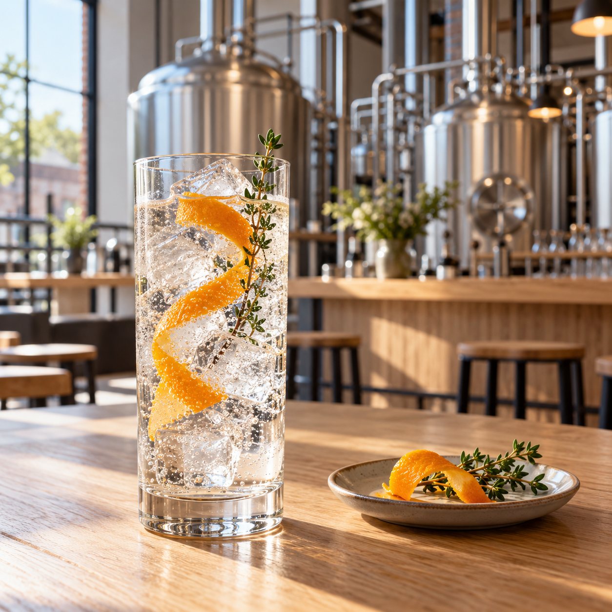 Haeseveld Premium Distilled Gin served with Fever-Tree Indian Tonic Water, garnished with Orange peel