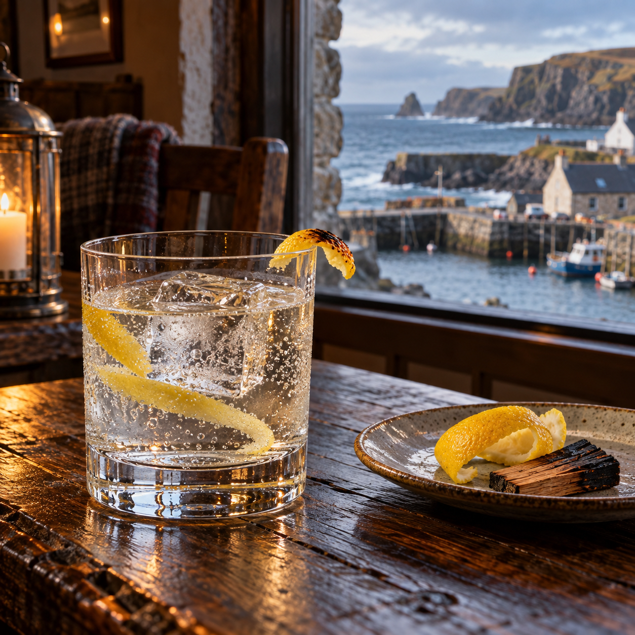 Shetland Reel Up Helly Aa 2026 served, garnished with Lemon peel and Toasted oak