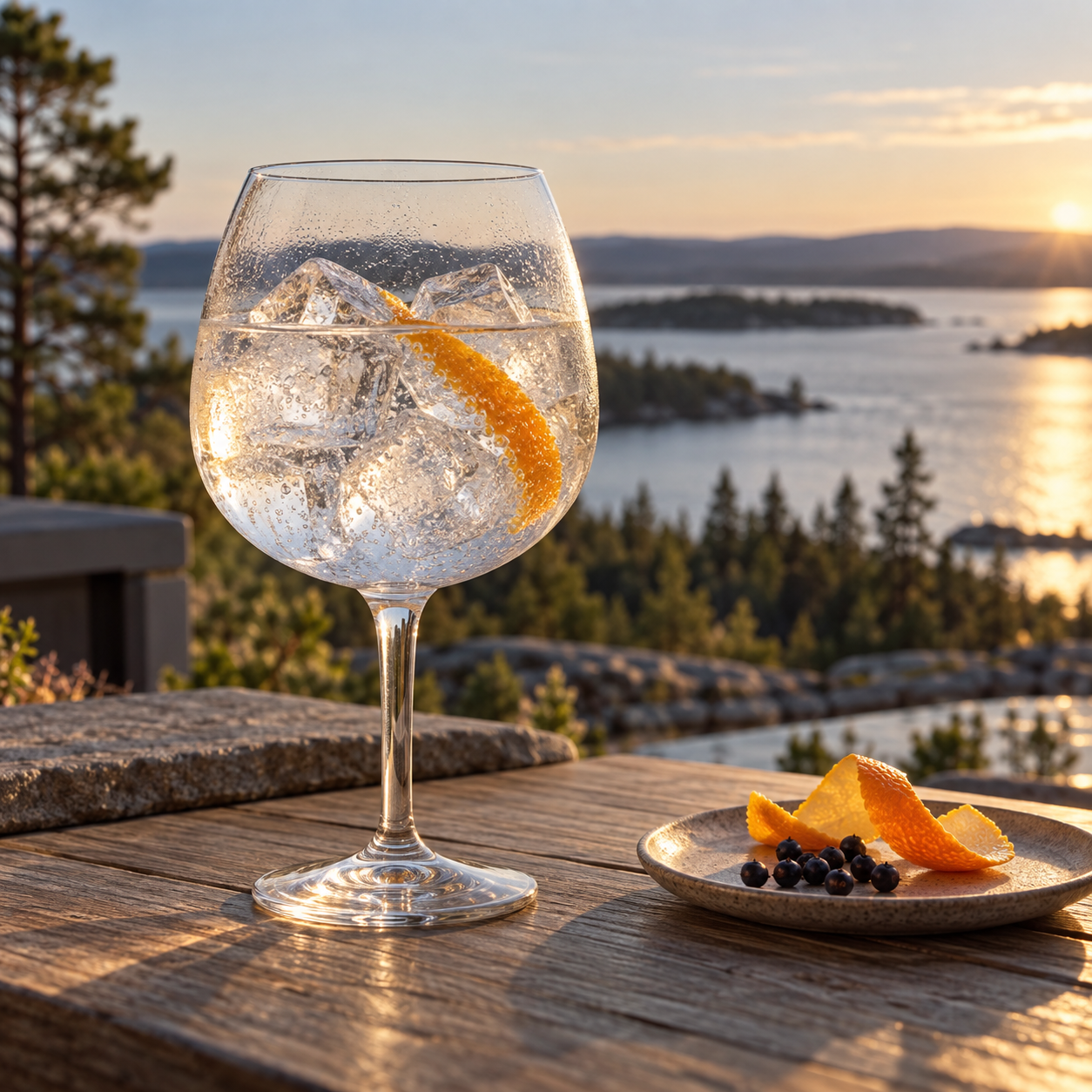 Hernö Sipping Gin 2025 served, garnished with Orange peel