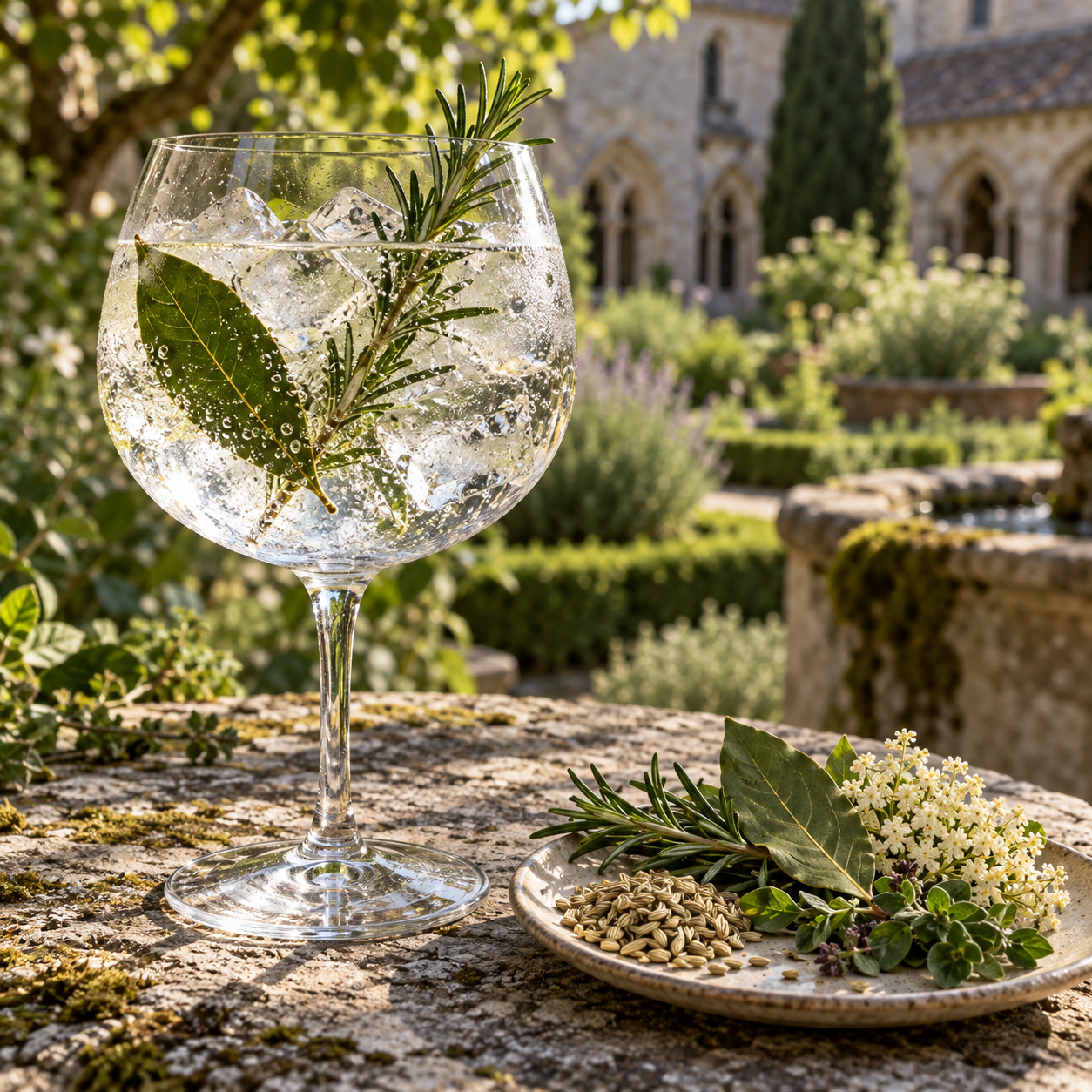 Belgin St Cruyt servi avec Fever-Tree Indian Tonic Water, agrémenté de brin de romarin et feuille de laurier