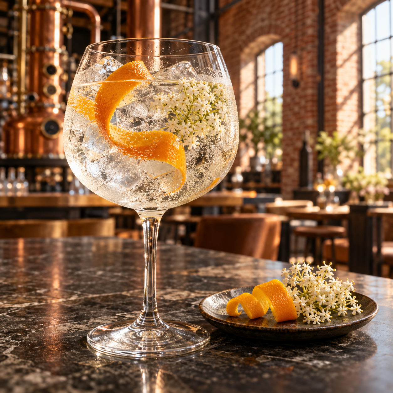 Gimmius Gin served with Fever-Tree Indian Tonic Water, garnished with Lemon Slice