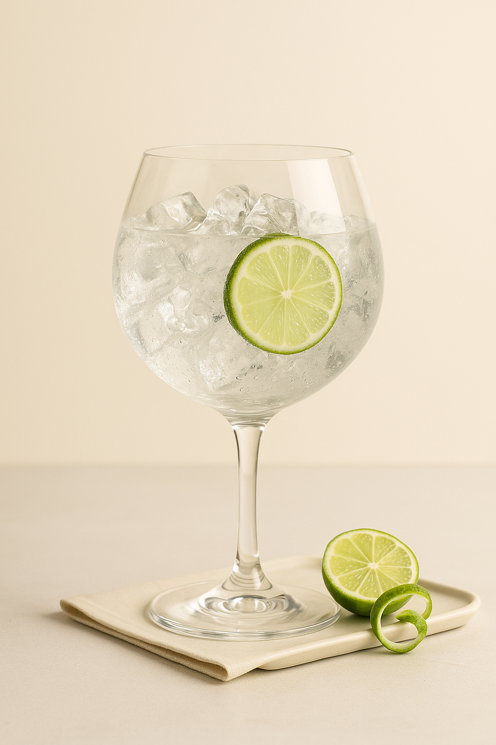 Van Kleef Gin served with Fever-Tree Elderflower Tonic Water, garnished with thin slice of lime