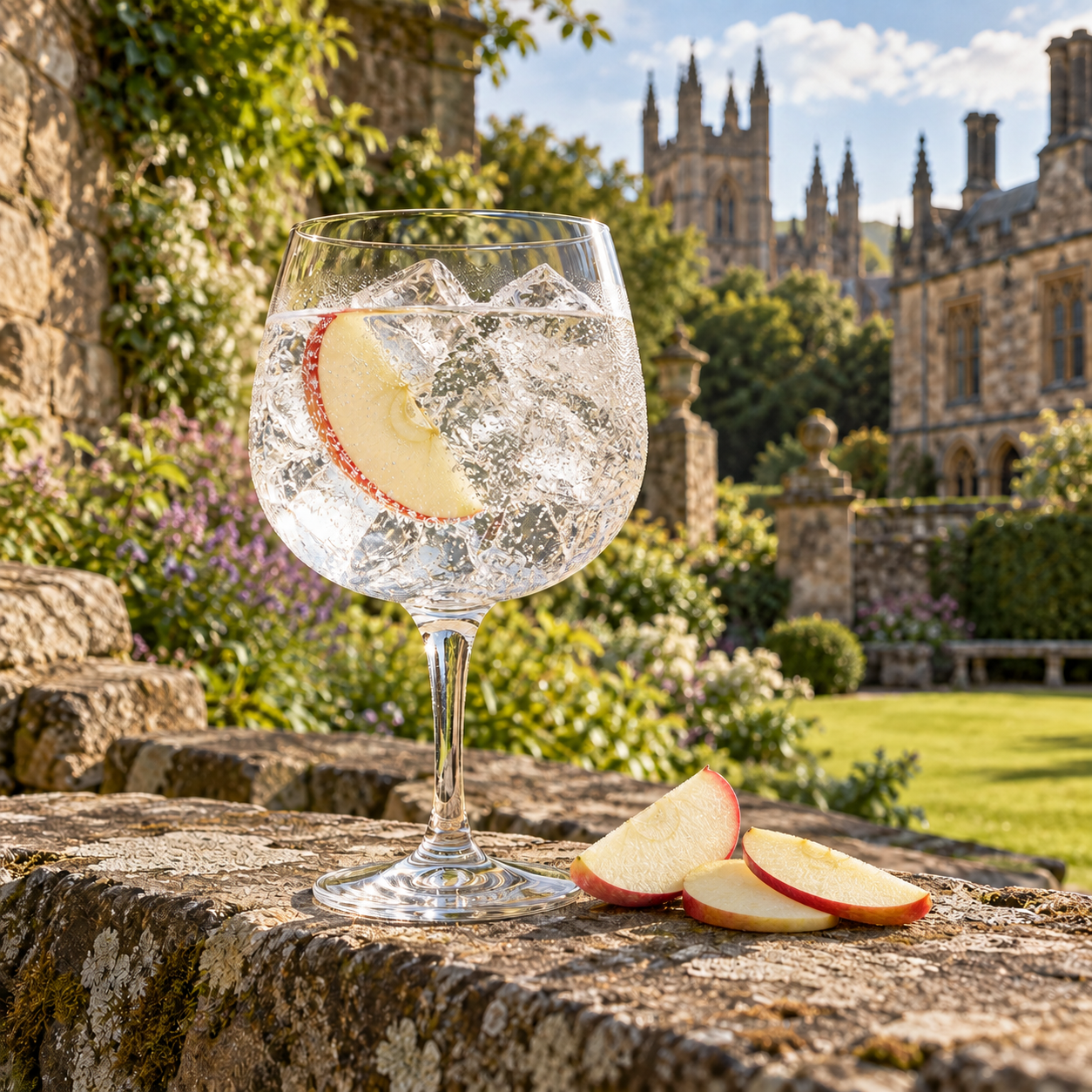 1451 Foraged Scottish Gin served with Fever-Tree Indian Tonic Water, garnished with Apple Slice