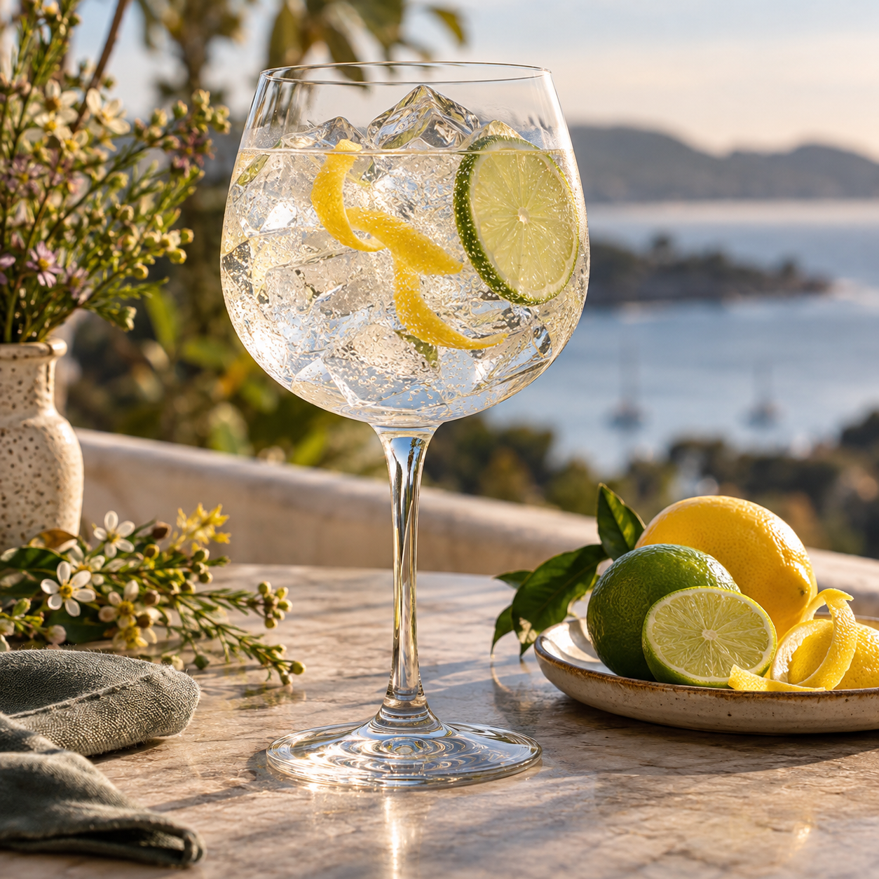 Manly Spirits Fairy Bower Gin served with Fever-Tree Indian Tonic Water, garnished with Lime and Lemon Peel