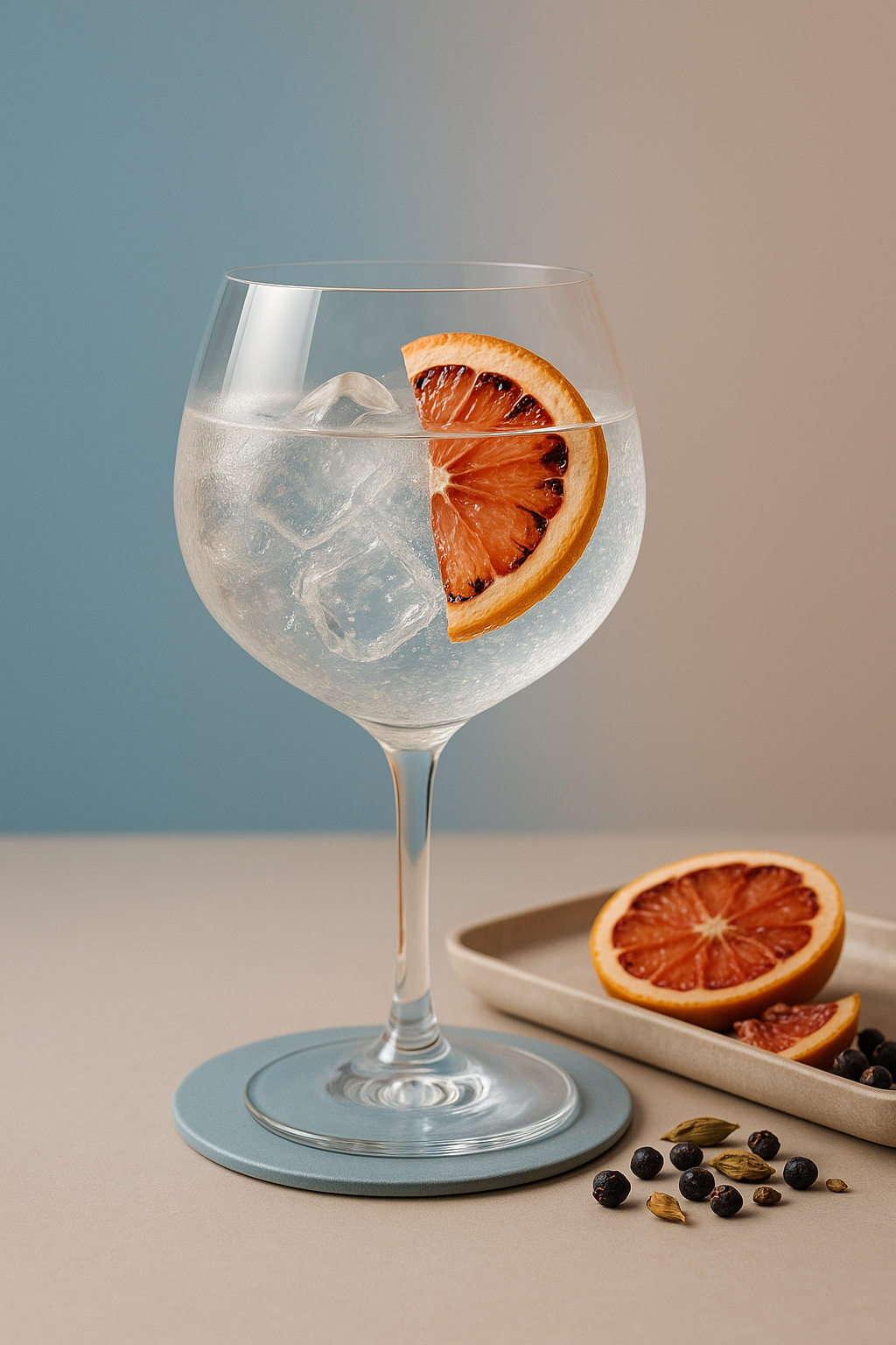 Malfy Gin x Missoni served with Fever-Tree Mediterranean Tonic Water, garnished with Lightly charred pink grapefruit slice