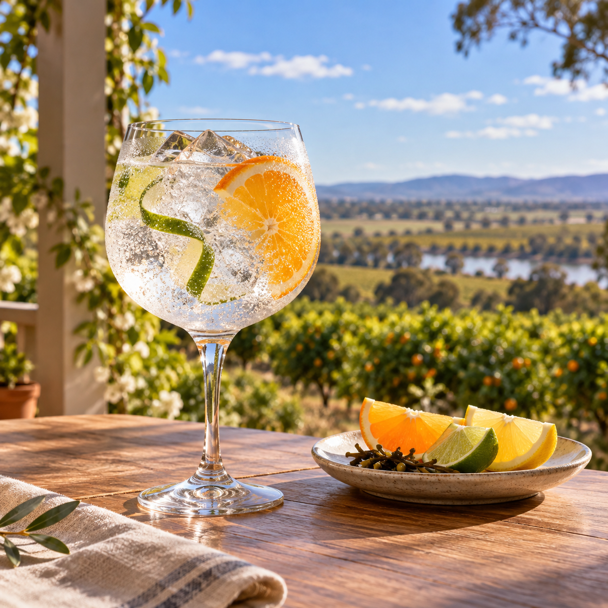 Murrumbidgee Dry Gin servi avec Fever-Tree Indian Tonic Water, agrémenté de rondelle d'orange et rondelle de citron vert