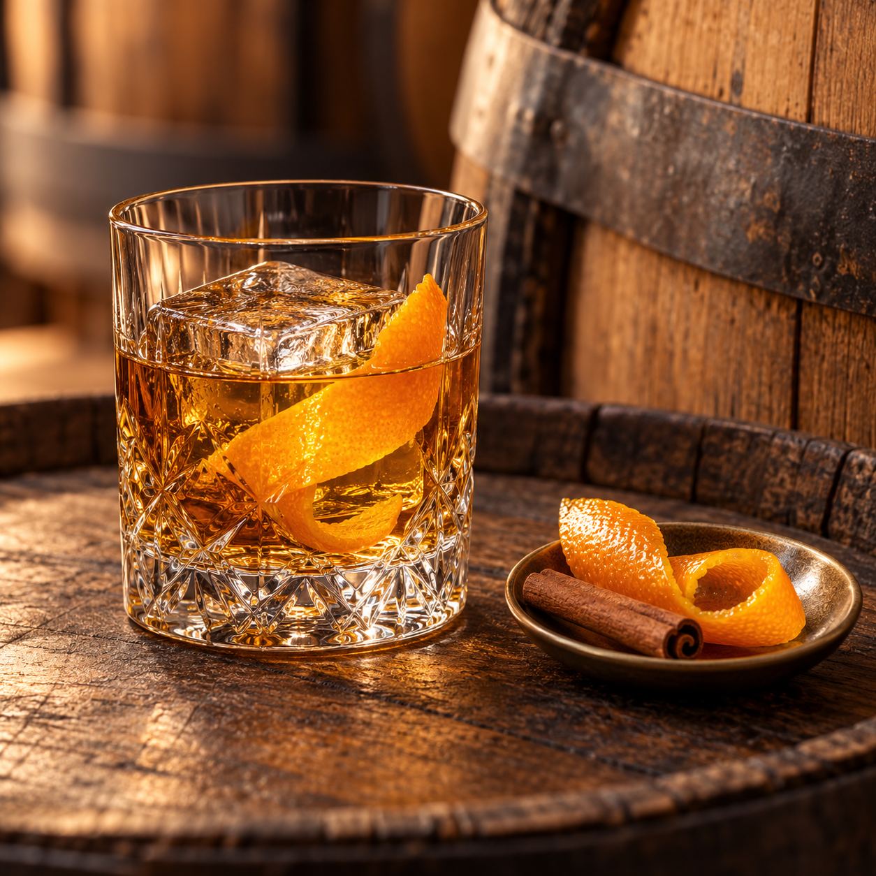Little Lon Barrel Aged Dutchy Thomas served with Franklin & Sons Rosemary & Black Olive Tonic Water, garnished with Orange Peel and Cinnamon Stick