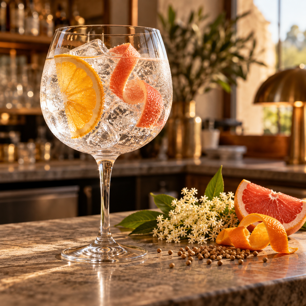 Ginny Pig Classic Dry Gin servi avec Franklin & Sons Premium Indian Tonic Water, agrémenté de rondelle d'orange et zeste de pamplemousse rose