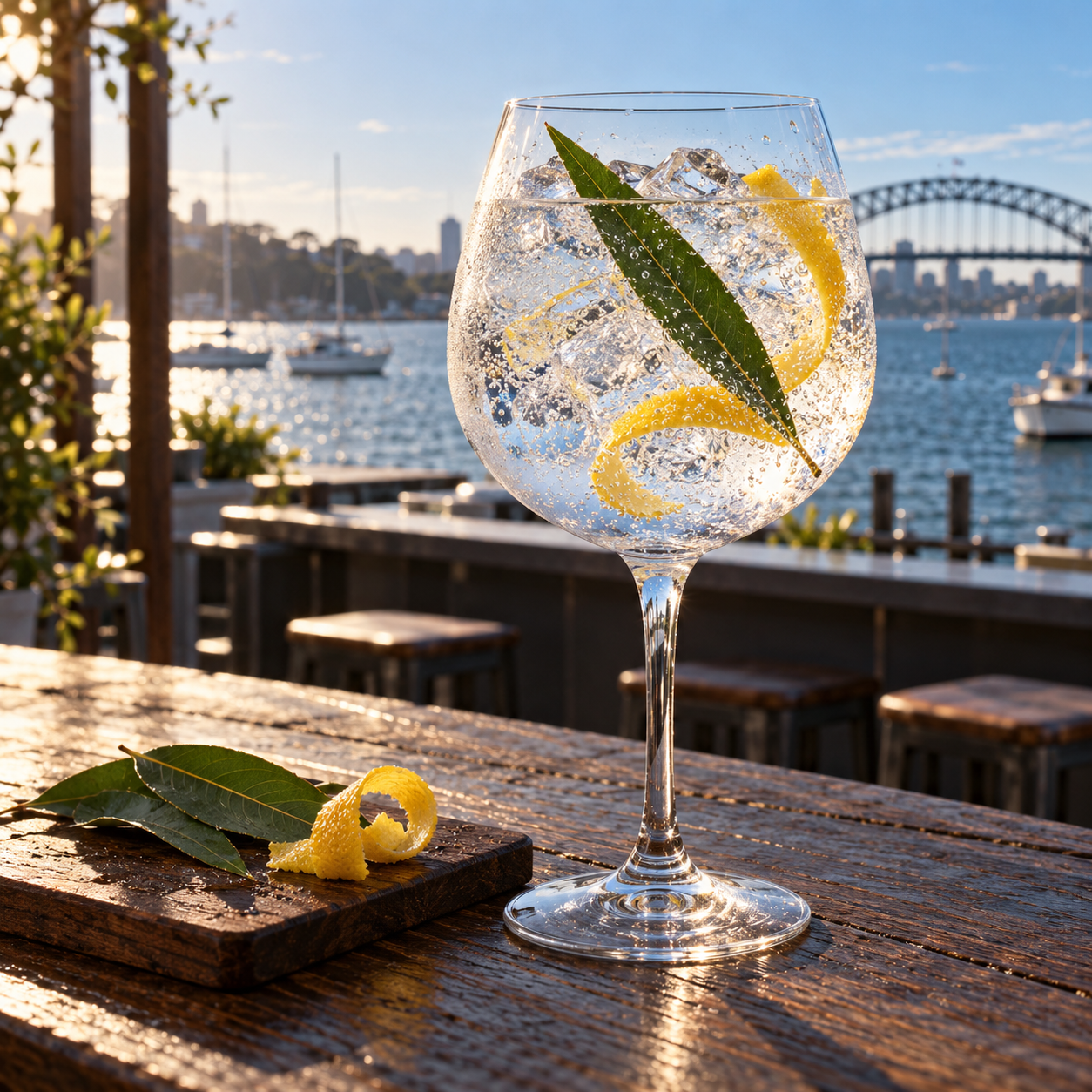 Earp Portside Gin served with Thomas Henry Aromatic Tonic Water, garnished with Lemon twist and Chamomile Flower